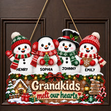 Load image into Gallery viewer, Personalized Wooden Snowman Sign Gift for Grandparents
