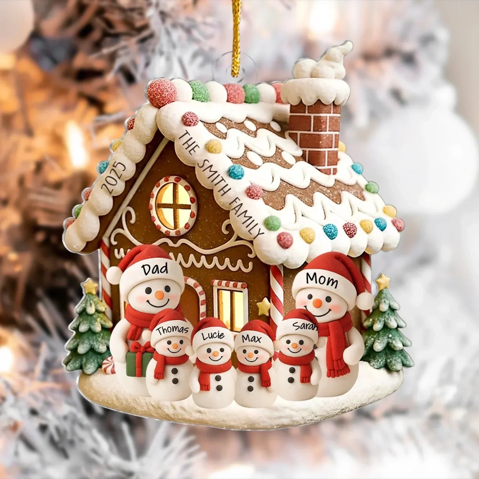 Personalized Acrylic Snowman Family Ornament Unique Christmas Gift for Family