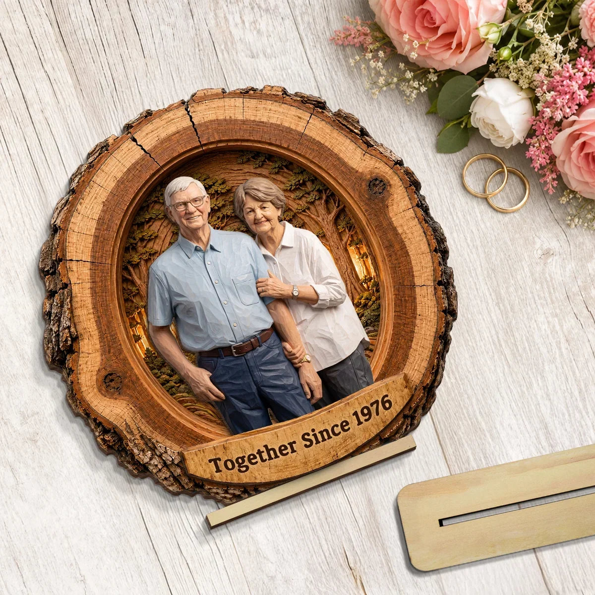 Personalized 2-Layer Wooden Plaque Hugging Couple Gift for Partner