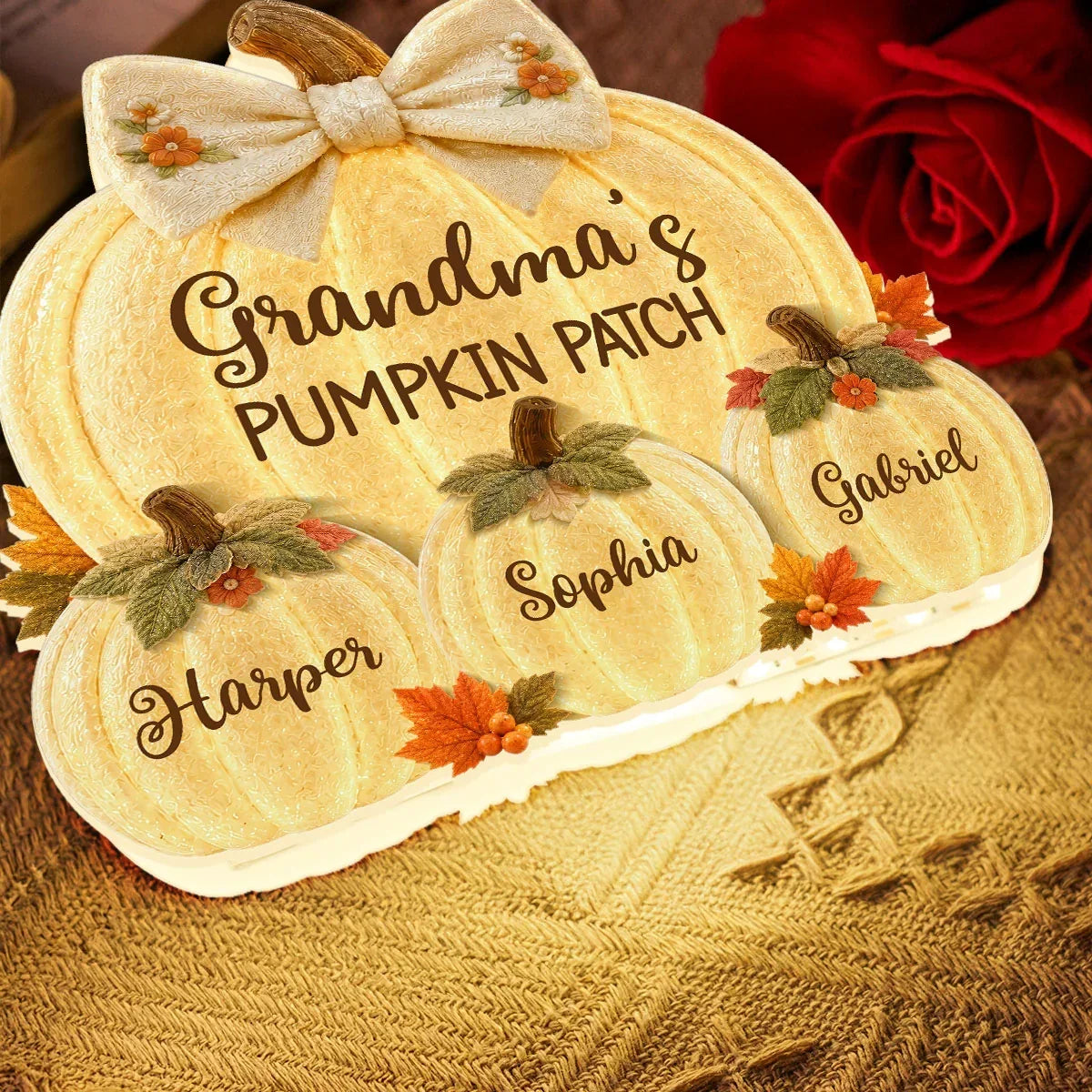 Personalized Acrylic Light Box Gift for Grandma Autumn Keepsake