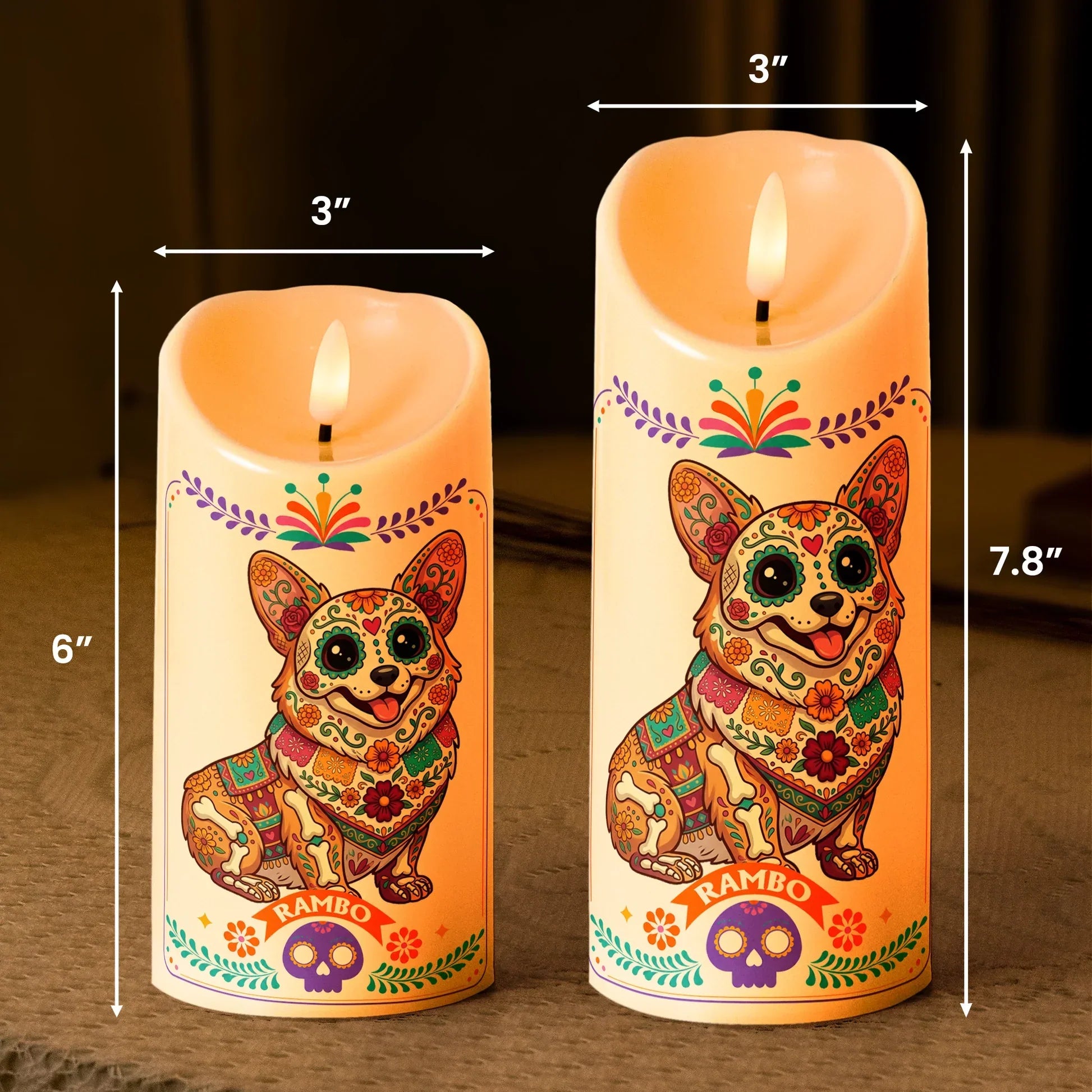 Personalized Flameless LED Candle Custom Pet Memorial Gift for Dog Lovers