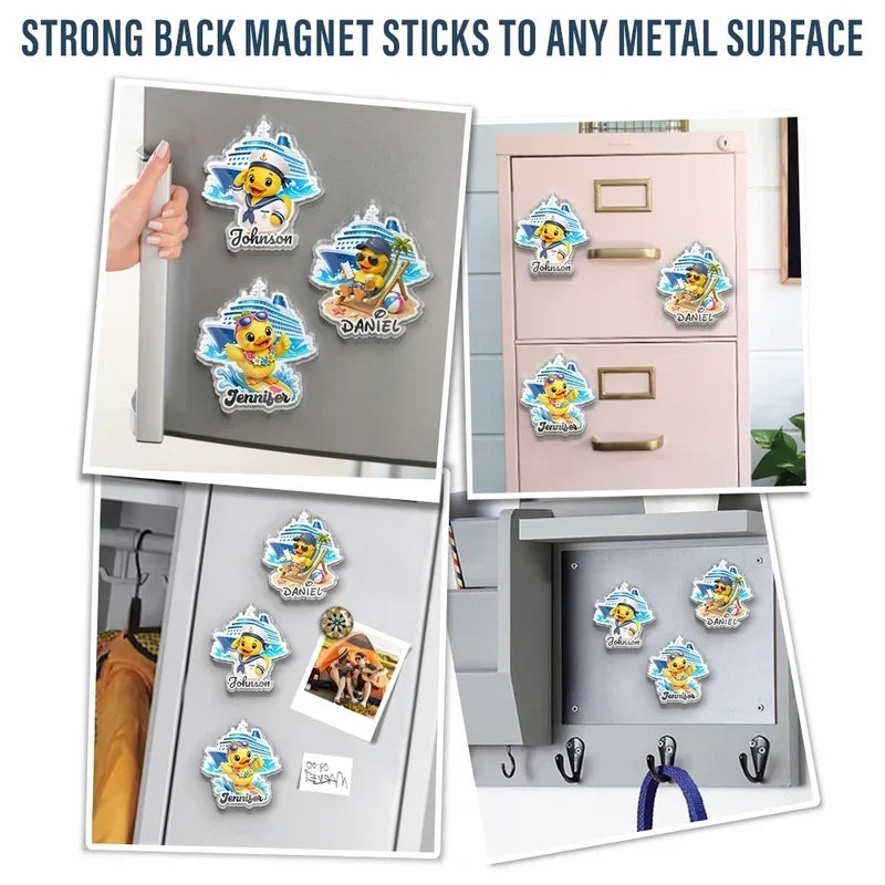 Personalized Acrylic Magnet Colorful Cruise Duck Gift for Family