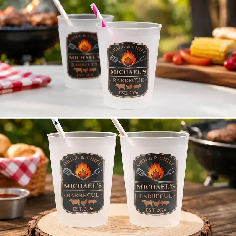 Personalized Frosted Plastic Cup Grill & Chill Gift for Dad