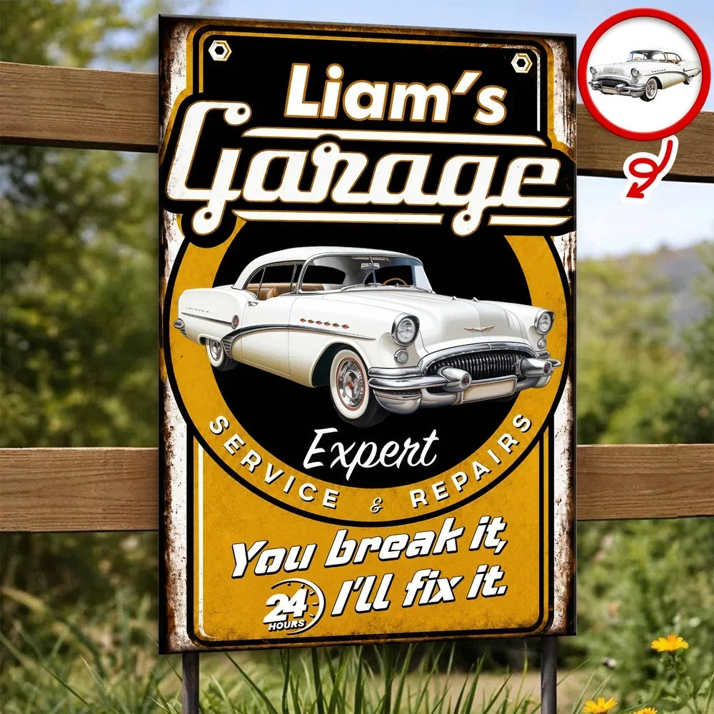 Personalized Iron Garage Sign You Break It I'll Fix It Gift