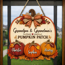 Load image into Gallery viewer, Personalized Wooden Sign for Grandma &amp; Grandpa, Fall Decor Gift
