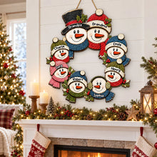Load image into Gallery viewer, Personalized Rustic Wooden Snowman Sign Gift for Grandparents
