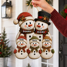 Load image into Gallery viewer, Personalized Wooden Sign Snowman Family Gift for Grandma &amp; Grandpa
