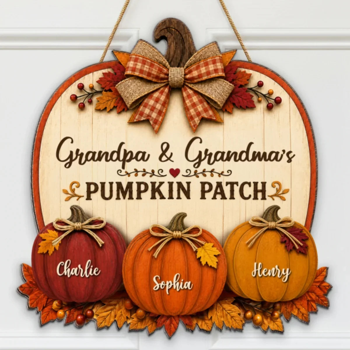 Personalized Wooden Sign for Grandma & Grandpa, Fall Decor Gift