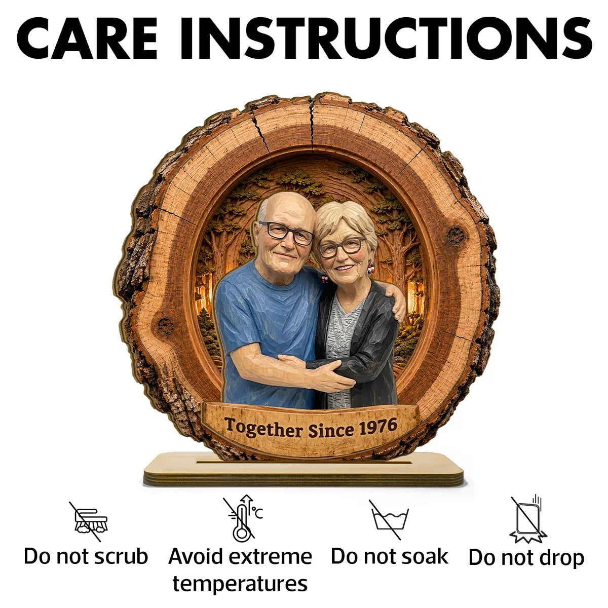 Personalized 2-Layer Wooden Plaque Hugging Couple Gift for Partner