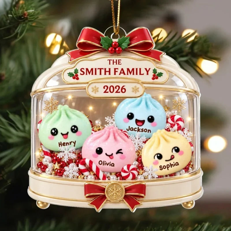 Personalized Dumpling Family Acrylic Ornament Custom Gift for Christmas