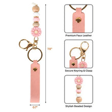 Load image into Gallery viewer, Personalized PU Leather Daisy Keychain Gift for Daughter, Teacher, Mom
