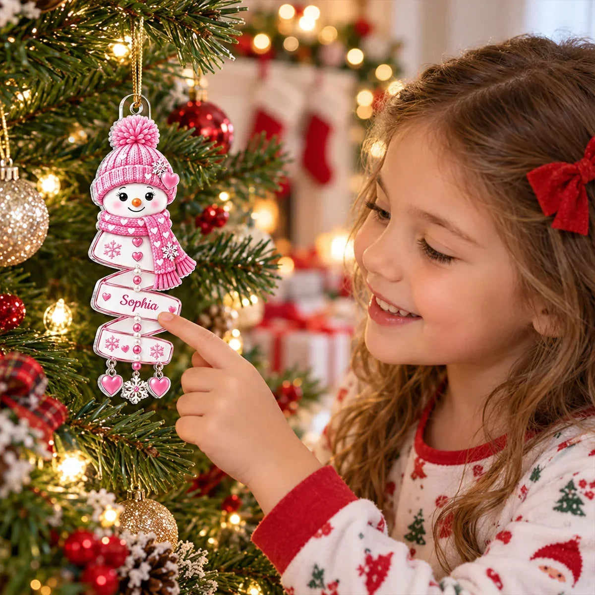 Personalized Acrylic Christmas Ornament Snowman Gift for Family