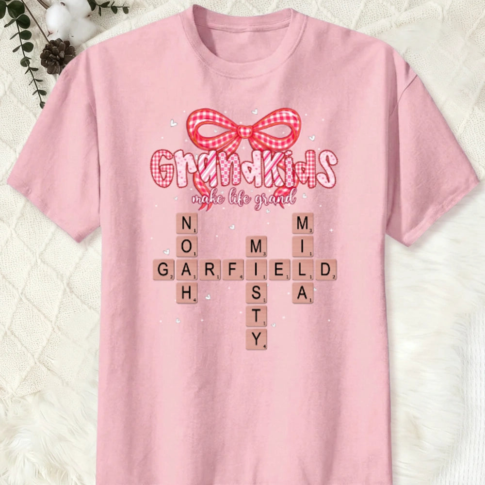 Personalized Grandkids Crossword T-Shirt for Grandparents - Sentimental Gift Cloth MagicInPrints