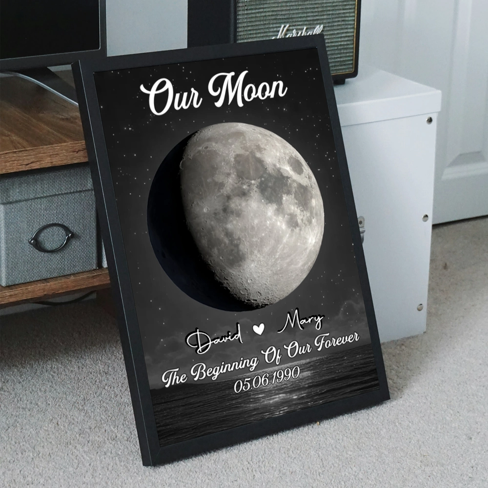 Personalized Moon Phase Canvas Art for Couples - Anniversary Gift Poster or Canvas MagicInPrints