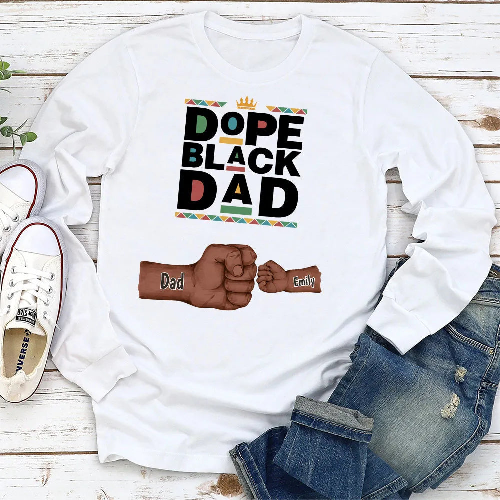 Personalized Dope Black Dad T-Shirt for Father's Day - Custom Names Cloth MagicInPrints
