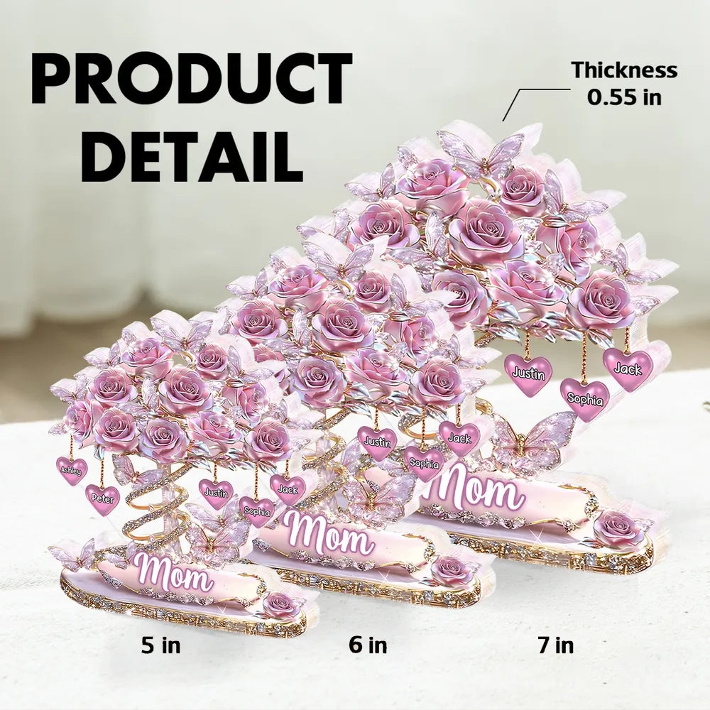 Personalized Rose Butterfly Family Tree Ornament for Mom - Mother's Day Gift Plaque MagicInPrints