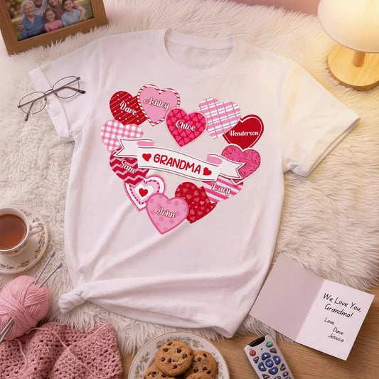 Personalized Grandma T-Shirt for Family - Heart Design Gift Cloth MagicInPrints