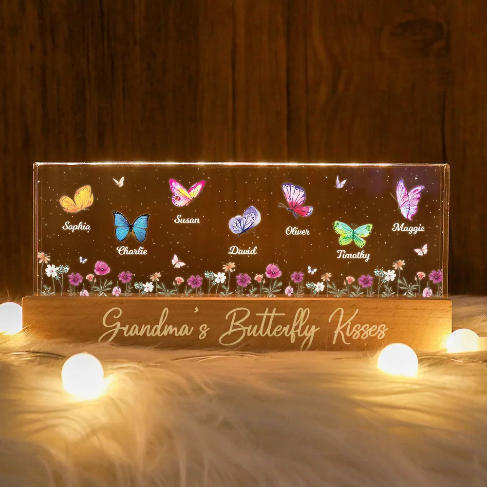 Personalized LED Night Light for Grandma with Butterfly Design - Sentimental Gift Plaque MagicInPrints