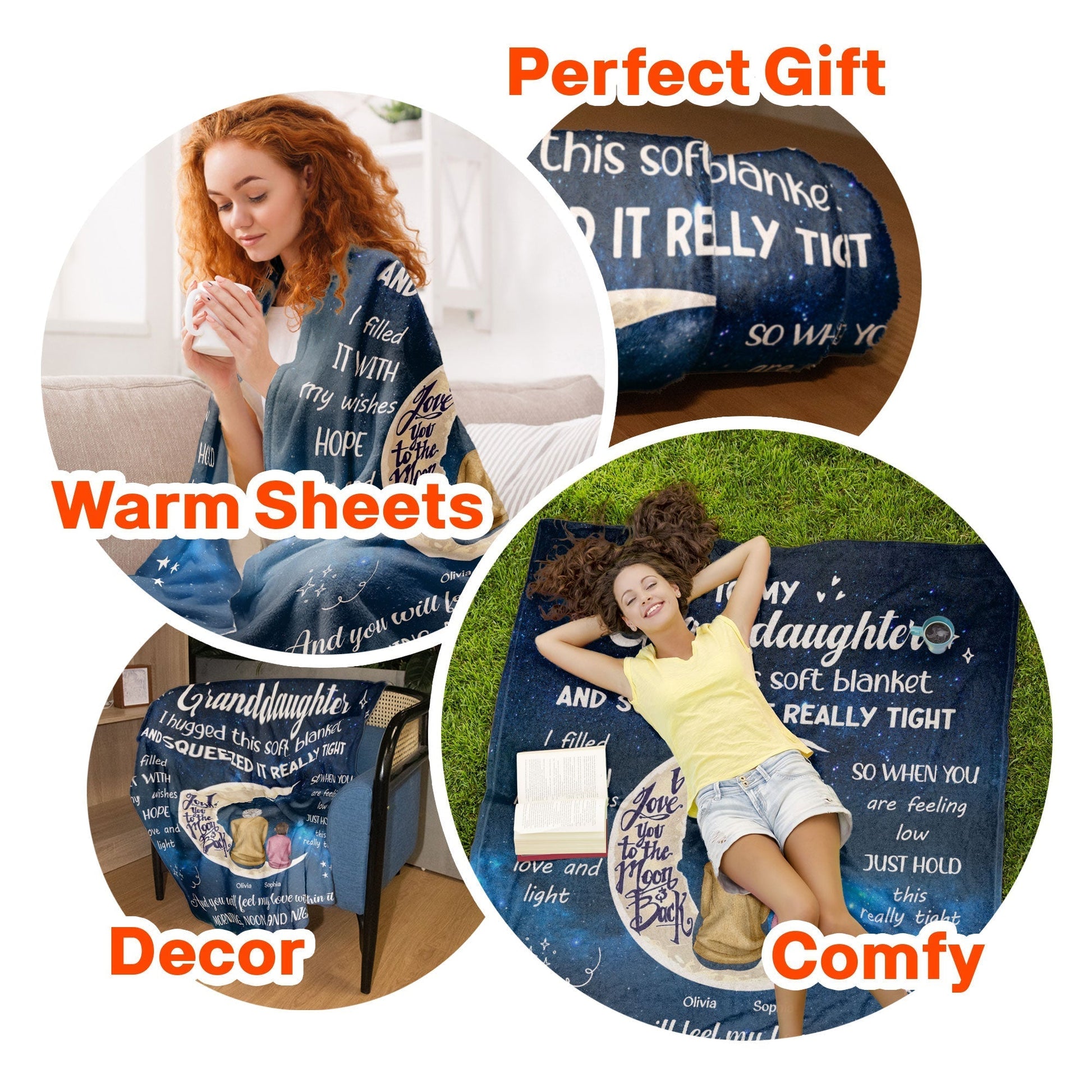Personalized Granddaughter Blanket - Soft Fleece with Nana's Love Message Pillow or Blanket MagicInPrints