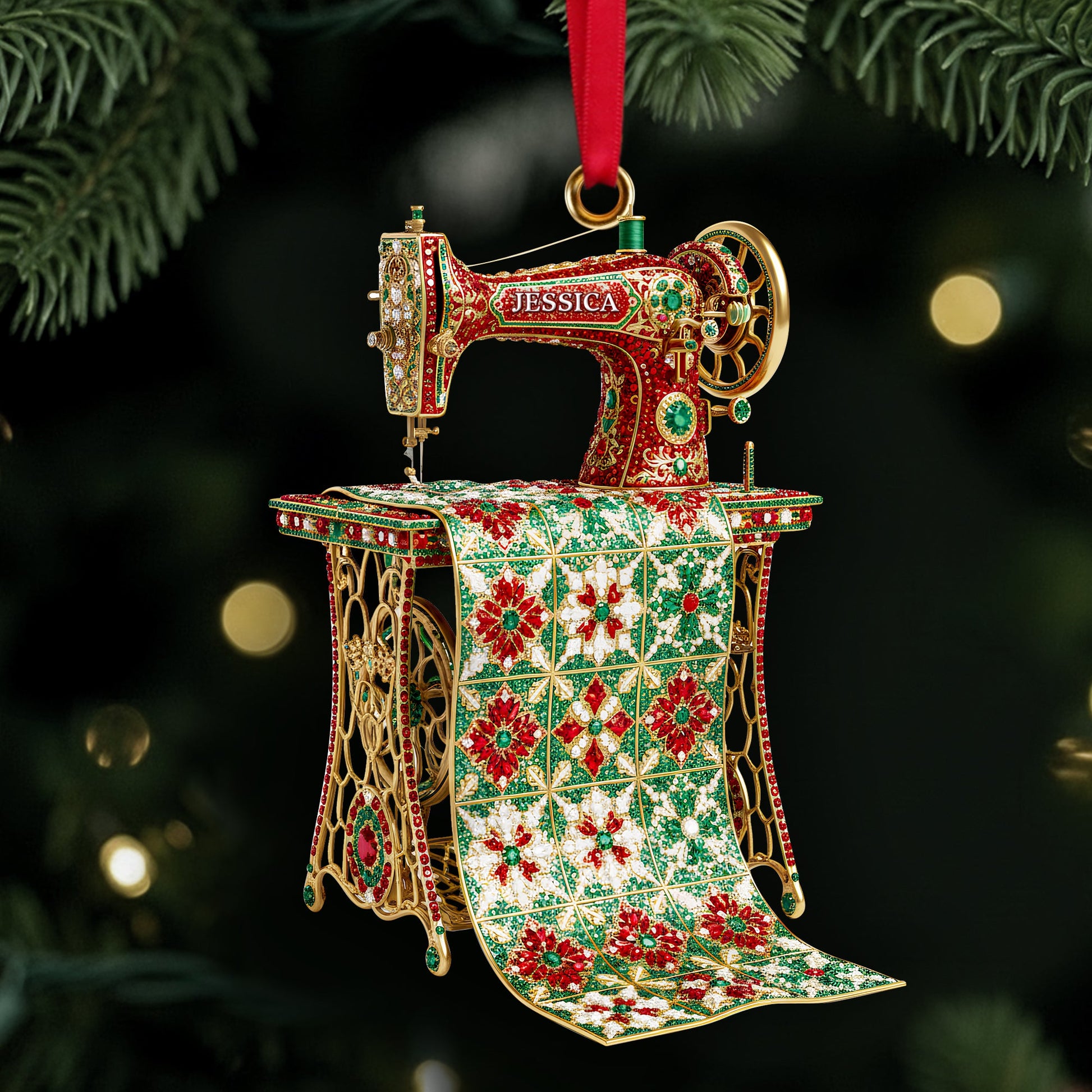 Sparkle Sewing Machine Ornament- Personalized Christmas Gifts For Sewing Lovers Ornament MagicInPrints