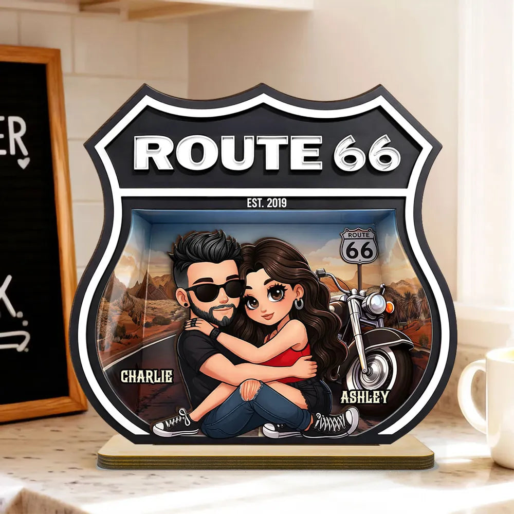 Personalized Route 66 Motorcycle Couple Sign for Bikers - Anniversary Gift Plaque MagicInPrints
