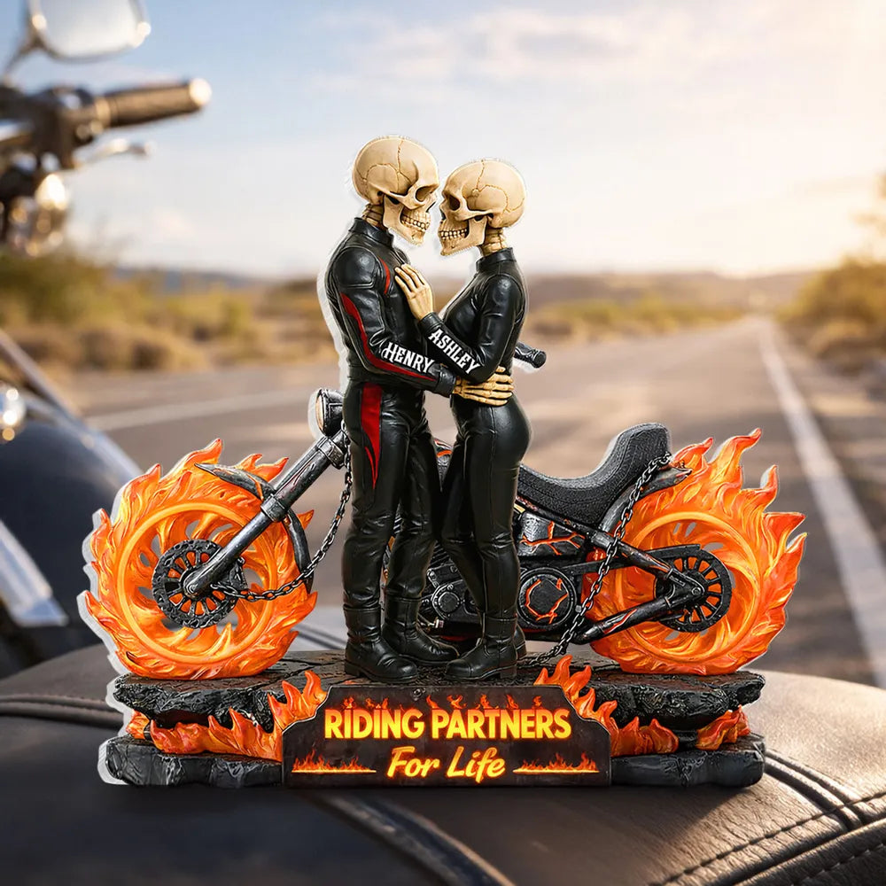 Personalized Skeleton Couple Figurine for Bikers - Romantic Gift Plaque MagicInPrints