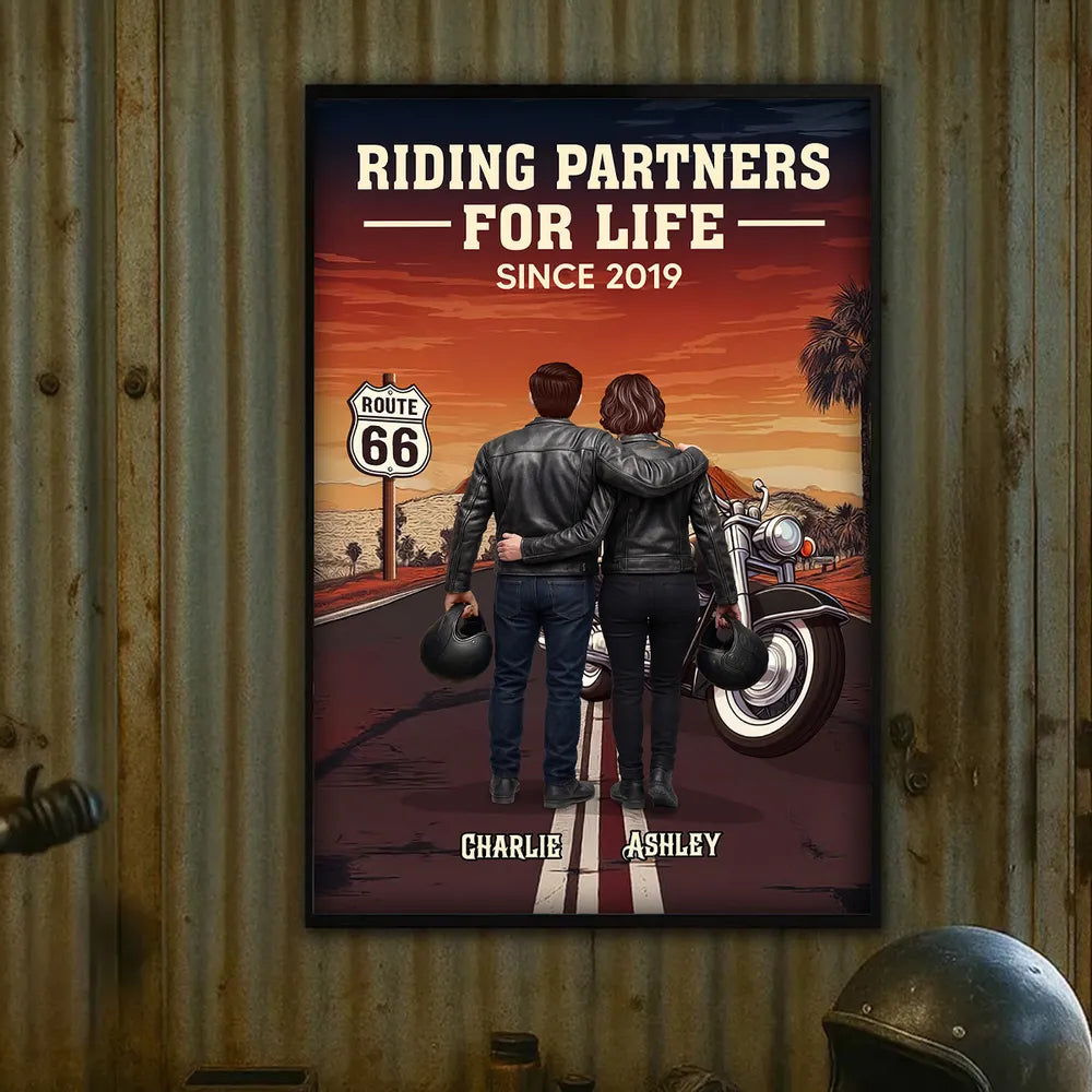 Personalized Motorcycle Couple Poster for Bikers - Anniversary Gift Poster or Canvas MagicInPrints