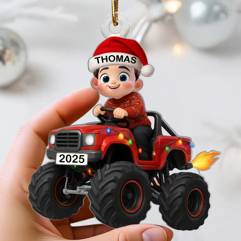 Personalized Monster Truck Christmas Ornament for Kids - Holiday Keepsake 2025 Ornament MagicInPrints