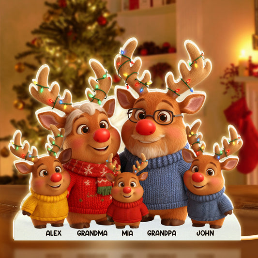 Custom Family Reindeer Figurine Set with Names - Christmas Decor Plaque MagicInPrints