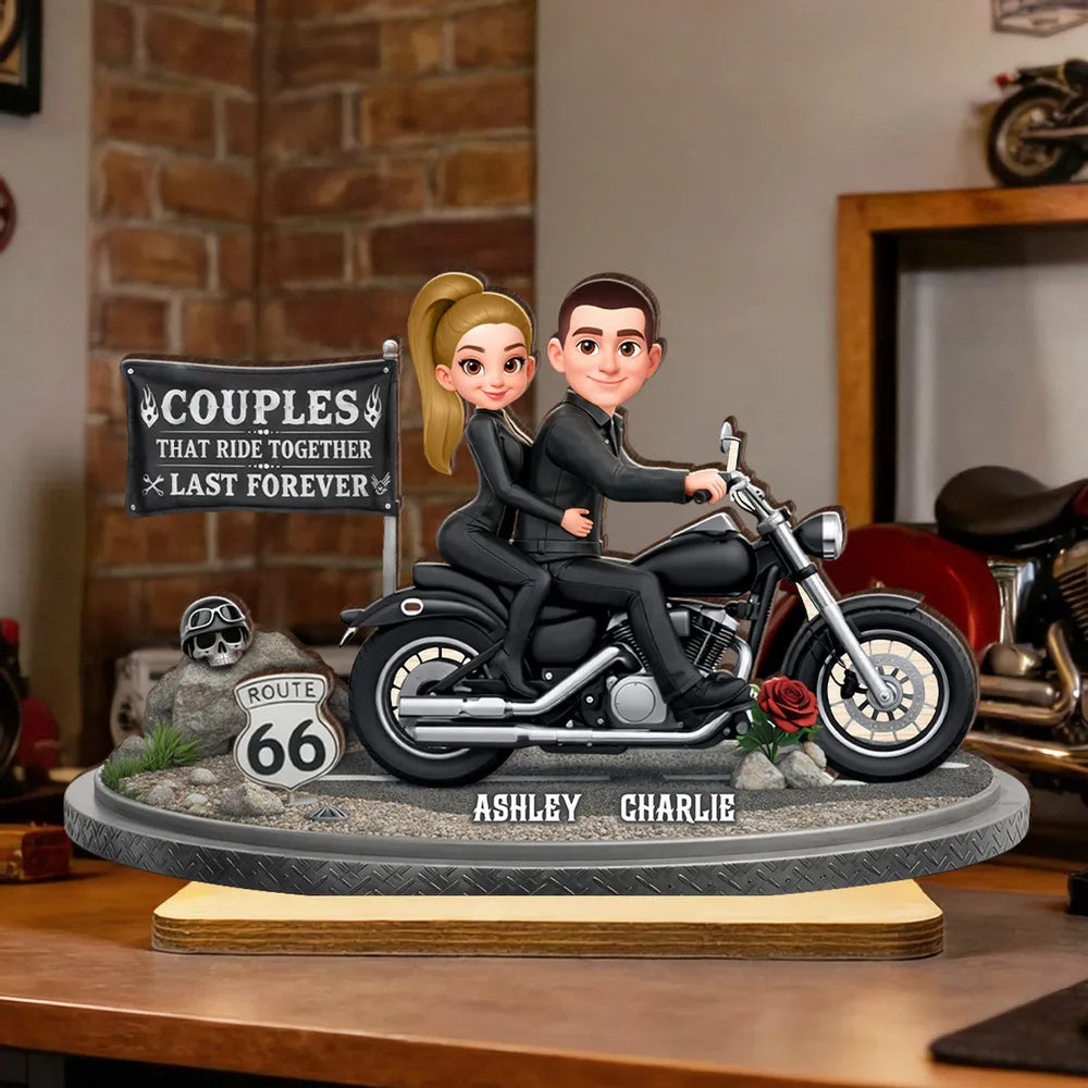 Custom Motorcycle Couple Figurine for Bikers - Romantic Gift Plaque MagicInPrints