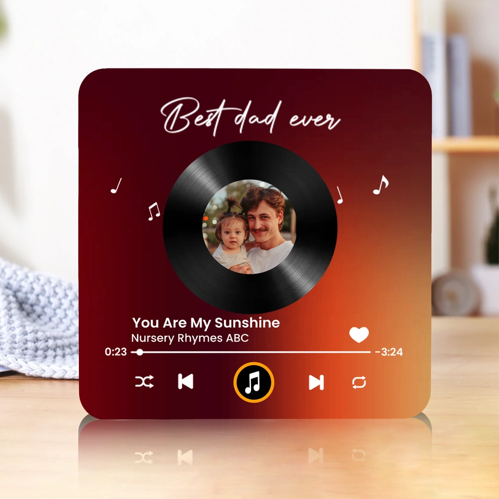 Custom Music Plaque for Dad - Personalized Photo Vinyl Record - Father's Day Gift Fridge Magnet MagicInPrints