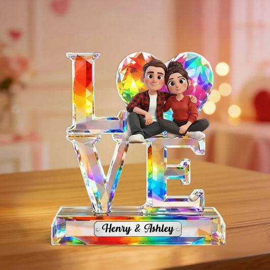 Personalized Crystal Love Figurine for Couples - Romantic Gift Plaque MagicInPrints