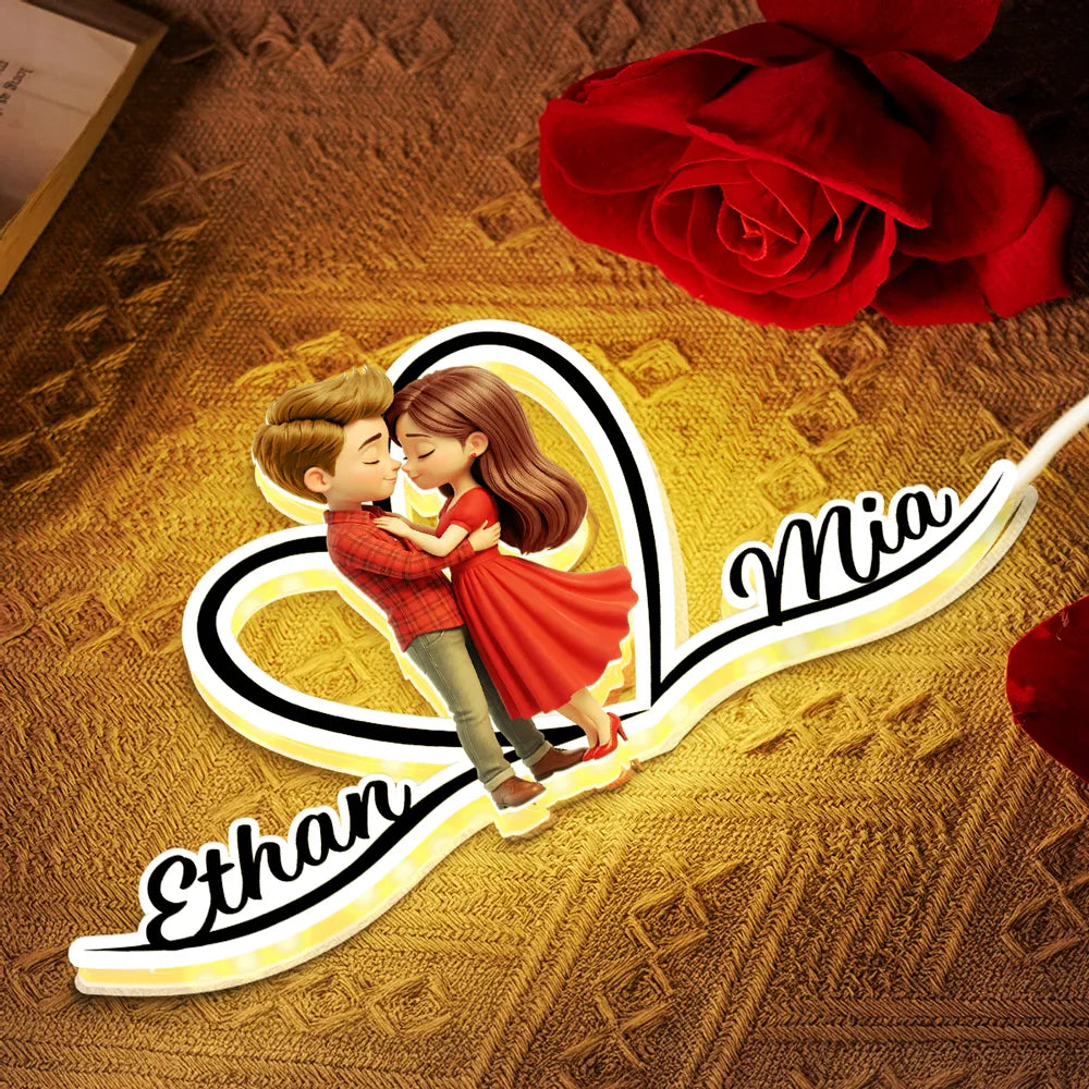 Personalized Couple LED Lamp for Romantic Decor - Valentine's Day Gift Plaque MagicInPrints