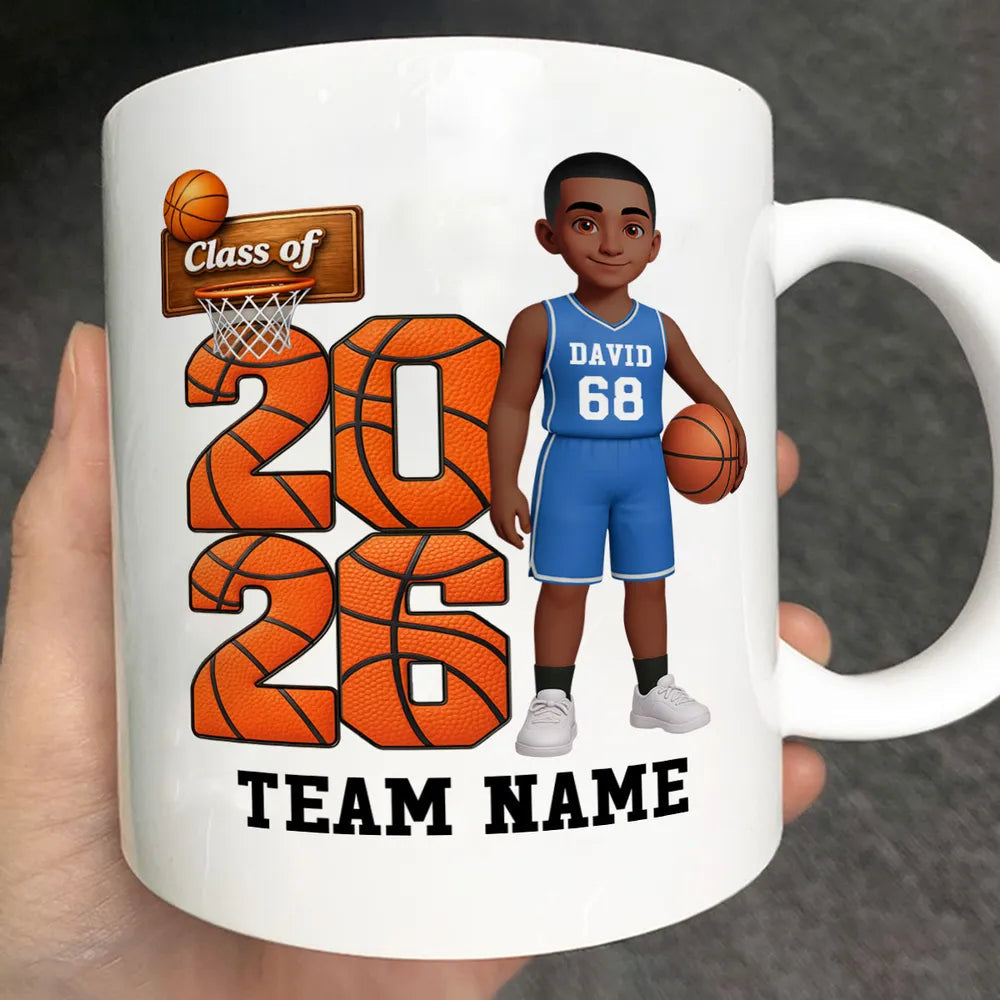 Custom Basketball Graduation Mug for Class of 2026 - Personalized Gift Cup MagicInPrints