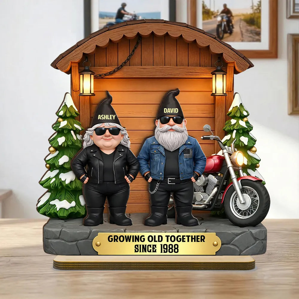 Personalized Biker Couple Figurine for Anniversary - Growing Old Together Plaque MagicInPrints