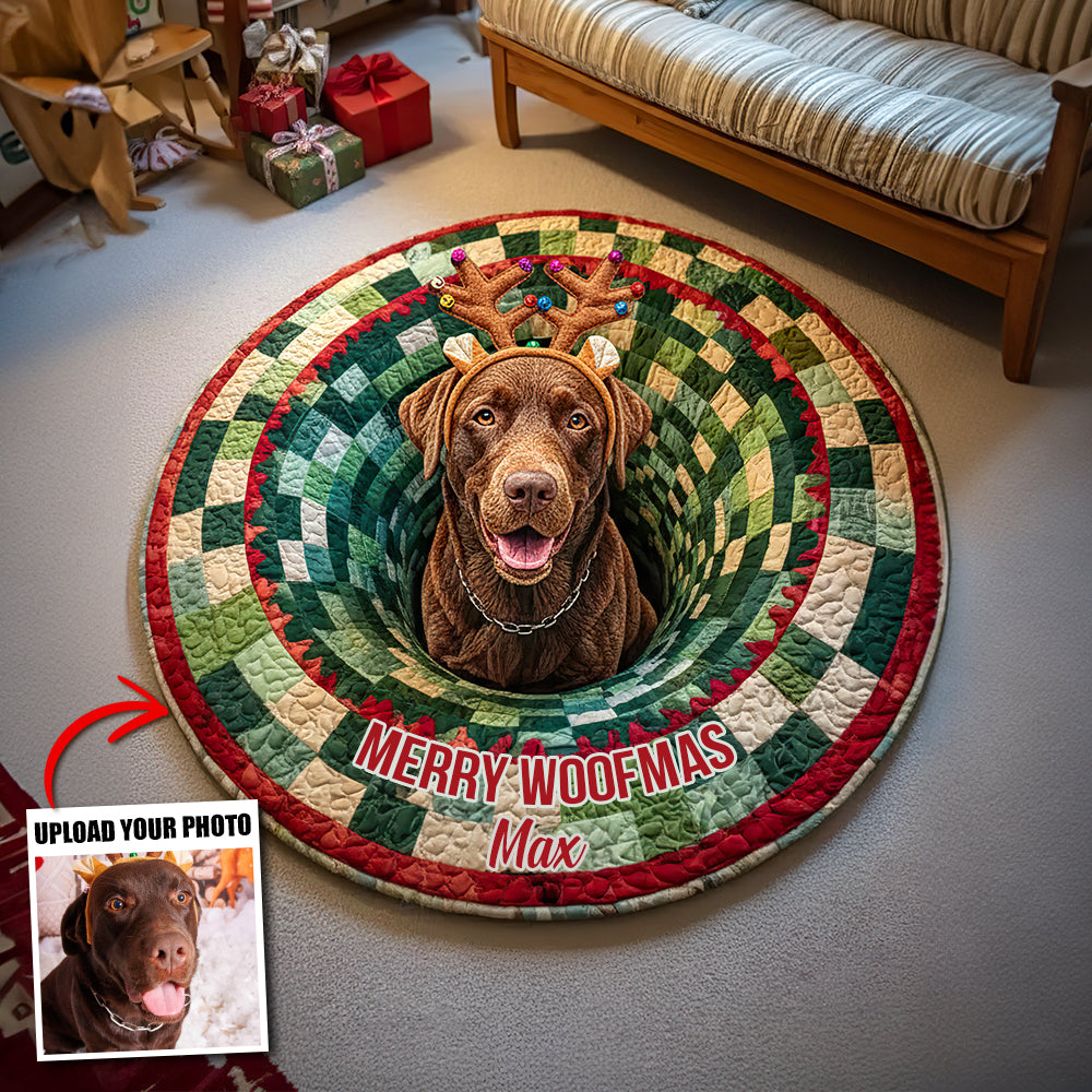 Custom Photo Christmas Gifts For Dog Lovers Quilted Round Mat Doormat MagicInPrints