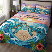 Load image into Gallery viewer, So many in the sea... yet I found you &amp; you found me - Ocean Heart Quilt Bed Set - Personalized Gift for Couples Blanket MagicInPrints
