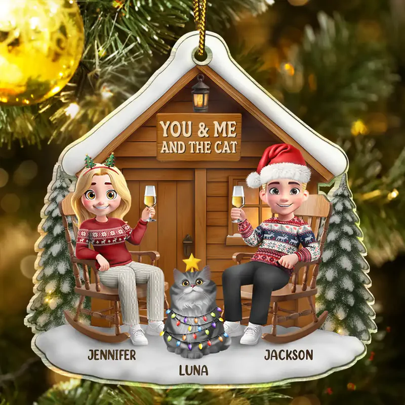 Personalized Family Christmas Ornament with Cat - Holiday Decor for Cat Lovers Ornament MagicInPrints