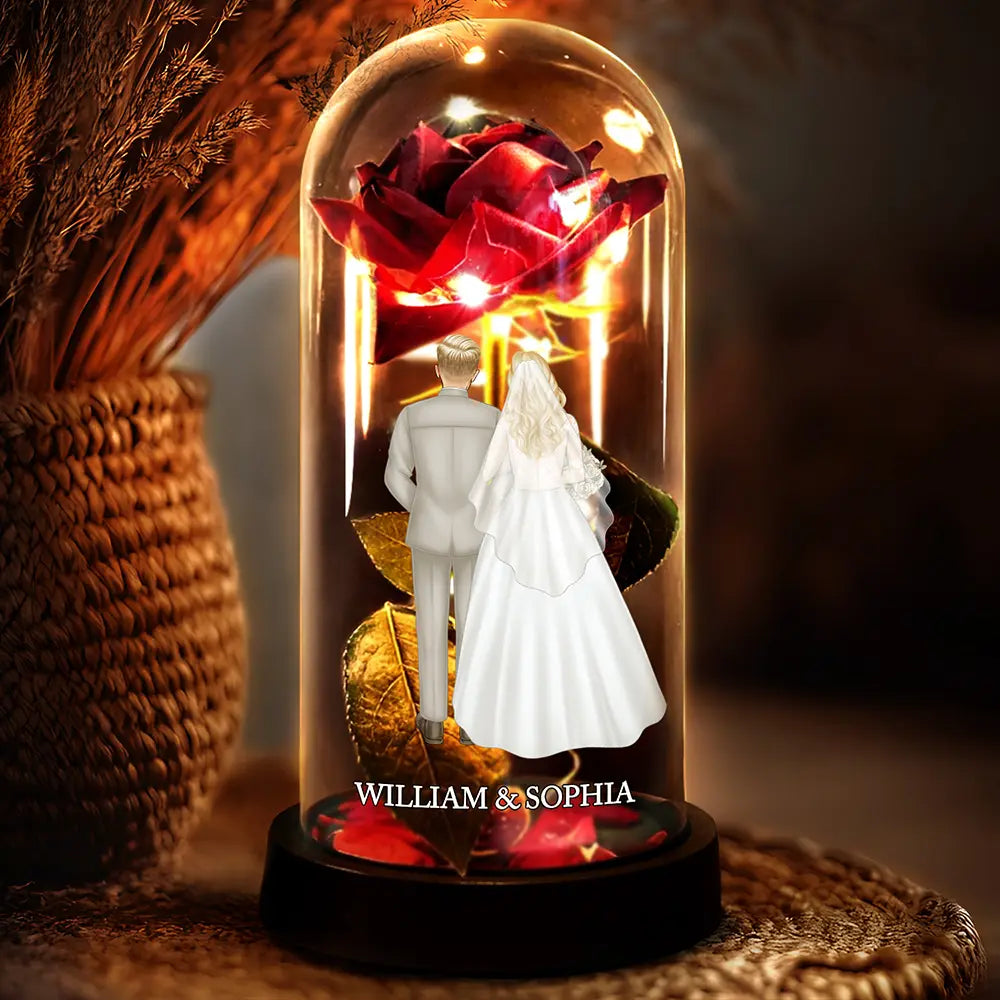 Personalized Wedding LED Rose Dome for Couples - Romantic Gift Lamp MagicInPrints