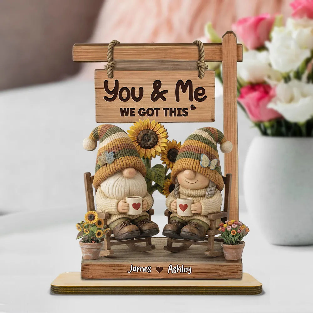 Personalized Gnome Couple Figurine for Couples with Custom Names - Romantic Home Decor Plaque MagicInPrints