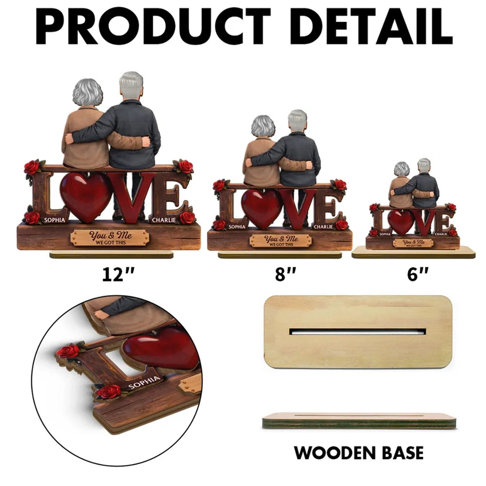 Personalized Couple Figurine for Seniors with Love Sign - Anniversary Gift Plaque MagicInPrints