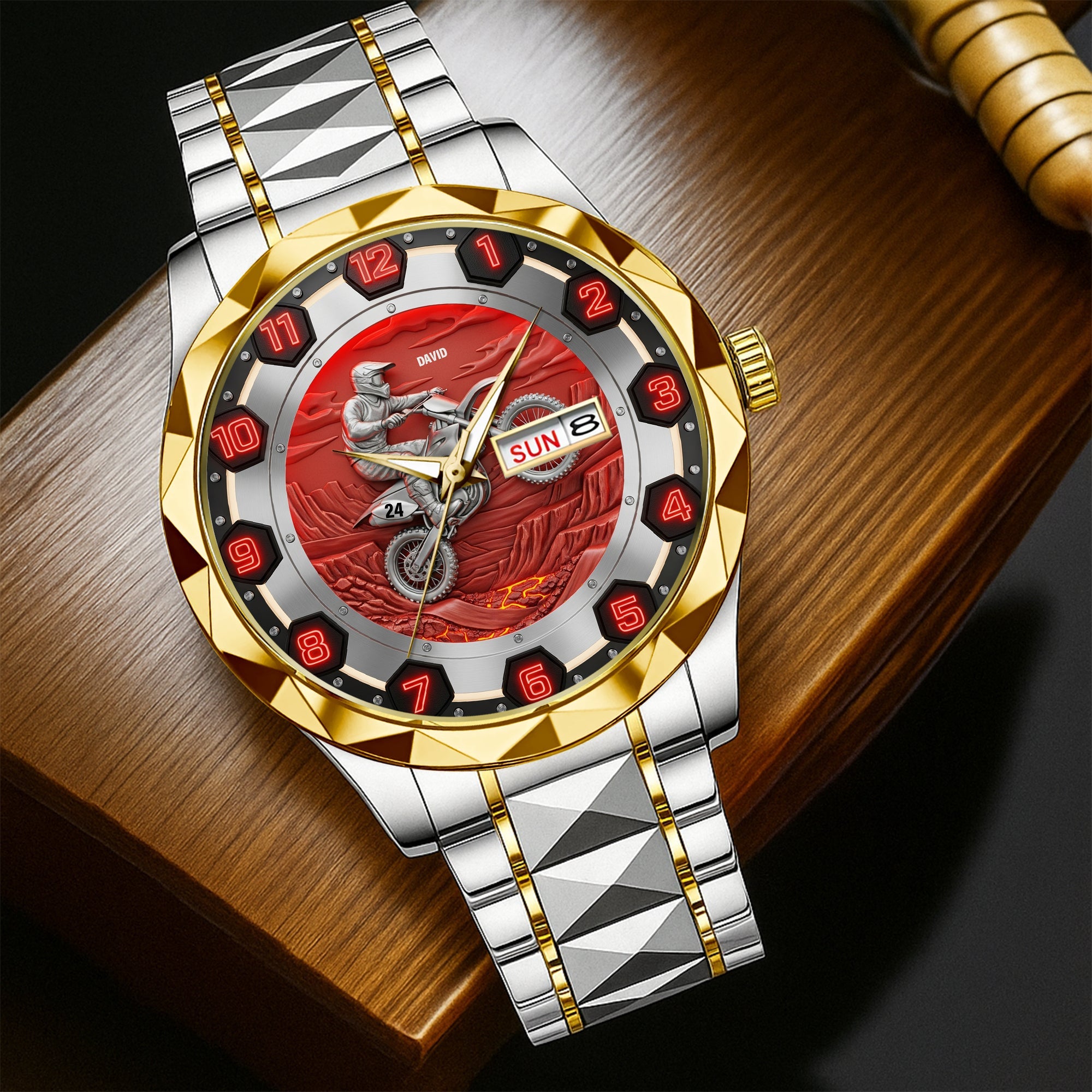 Get Ready to Ride: Personalized Dirt Bike Riding Men's Watch - Perfect Gift for Bikers! Men's Watch MagicInPrints