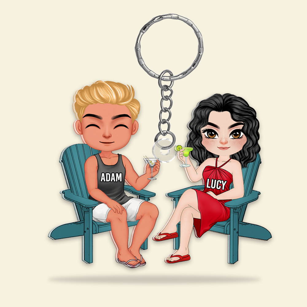Personalized Couple Keychain - Unique Valentine's Day Gifts for Drink Lovers Keychains PopCulturePrints