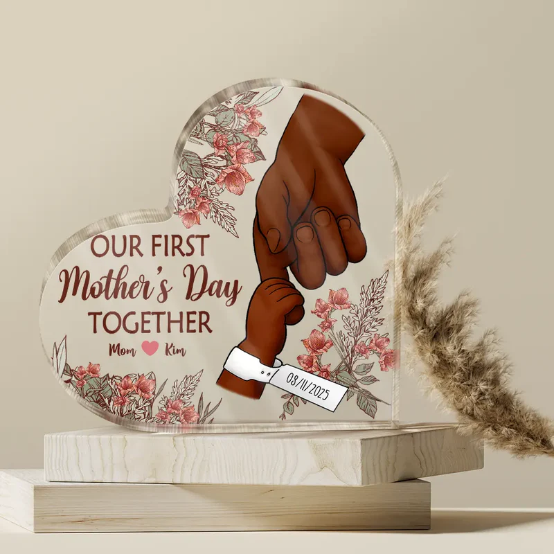 Personalized Heart-Shaped Acrylic Plaque for New Moms - First Mother's Day Gift Plaque MagicInPrints