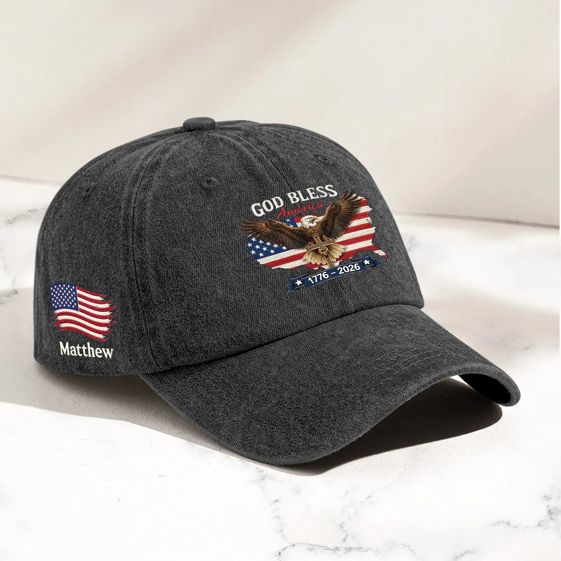Personalized Patriotic Baseball Cap for Men - American Flag Eagle Design Hat MagicInPrints