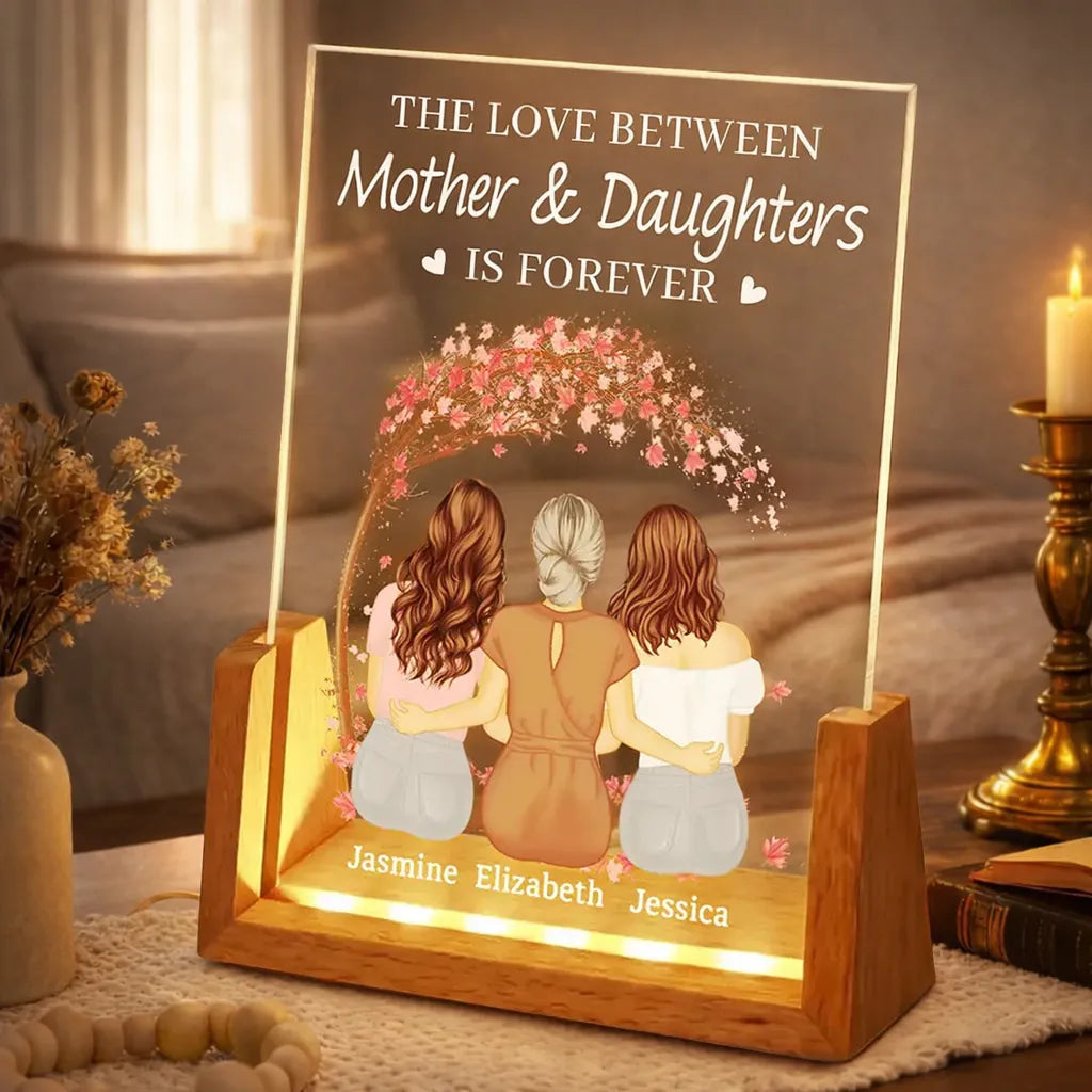 Personalized LED Acrylic Plaque for Mother and Daughters - Sentimental Gift Plaque MagicInPrints