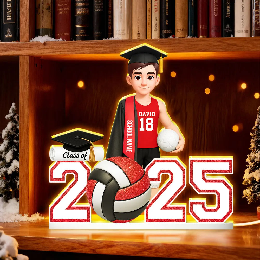 Personalized Graduation Volleyball LED Lamp for Class of 2025 - Perfect for Senior Athletes Plaque MagicInPrints