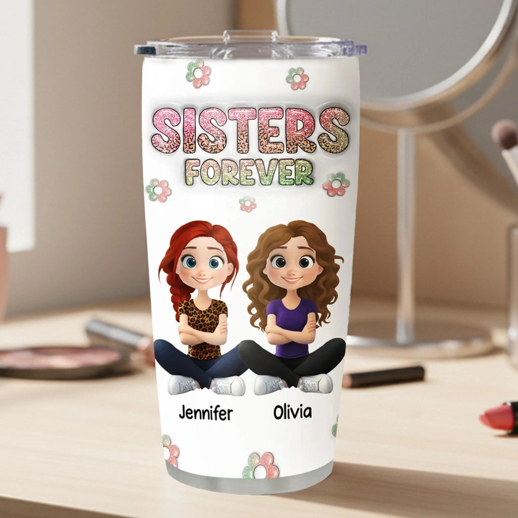 Personalized Sisters Forever Tumbler for Girls - Gift for Siblings Cup MagicInPrints