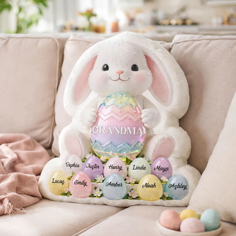 Personalized Easter Bunny Cushion for Grandma - Custom Names Gift Pillow MagicInPrints