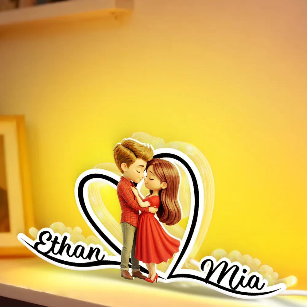Personalized Couple LED Lamp for Romantic Decor - Valentine's Day Gift Plaque MagicInPrints